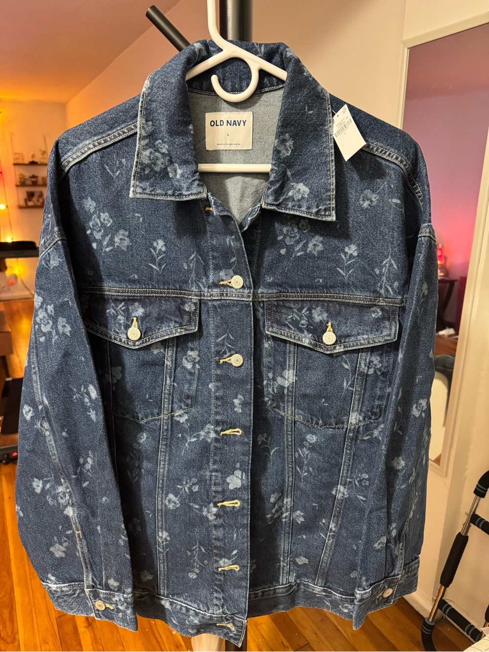 Oversized Old Navy Blue Floral Print Denim Jacket